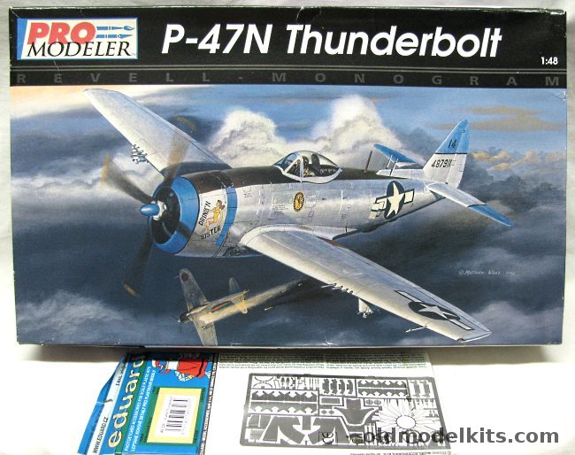 Monogram 1/48 Republic P-47N Thunderbolt Pro Modeler + Eduard PE - USAAF 19FS 318FG Capt. John Vogt 'Drink'n Sister' le Shima 1945 / 73FS 318FG Lt. Robert Redfield 'Sack Happy' le Shima 1945, 85-5929 plastic model kit